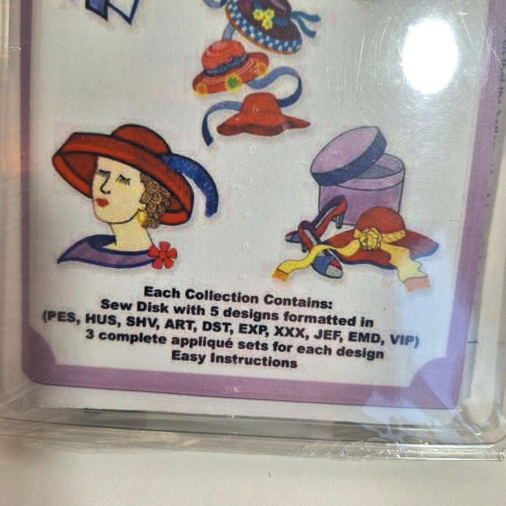 EasyStitch Applique Hats Of Red & Purple Collection Sew Disk 5x7 Embroidered Set - Picture 6 of 8